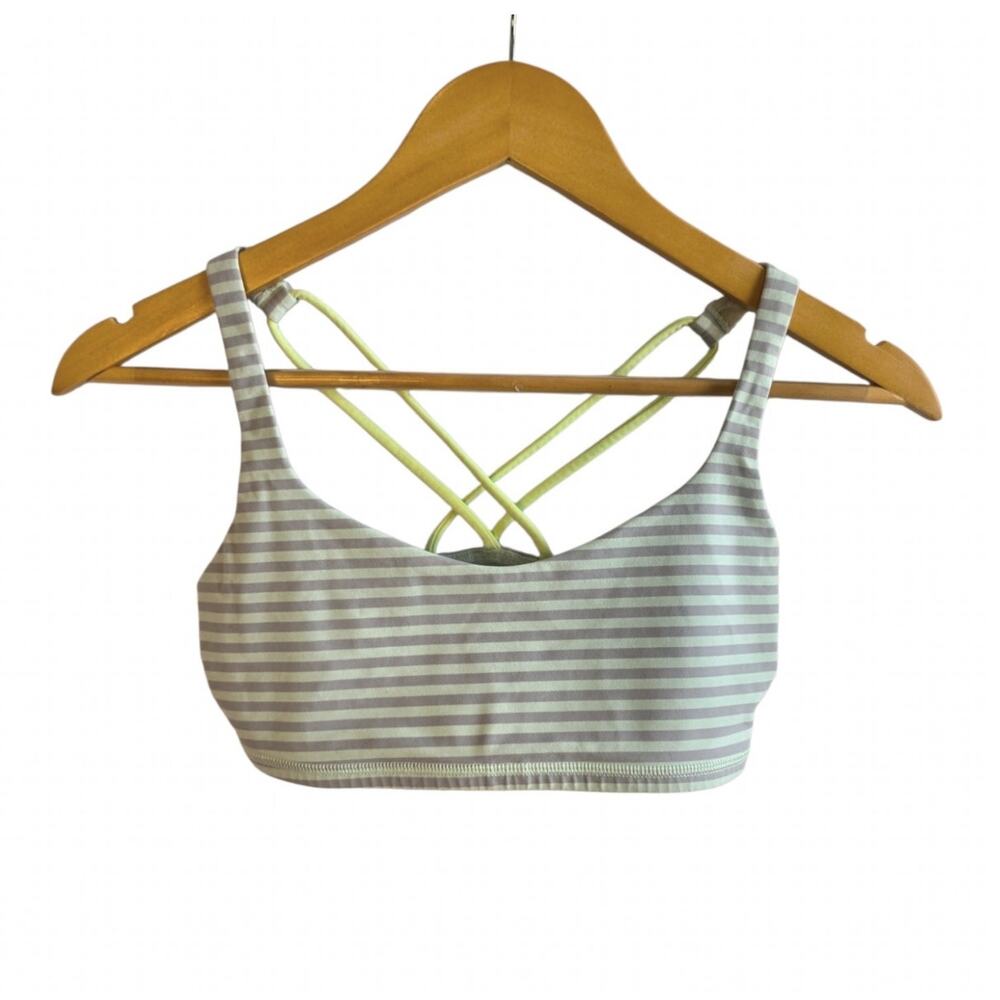 Lululemon Free To Be Bra Classic Stripe Sea Mist Silver Fox / Clear Mint 6
